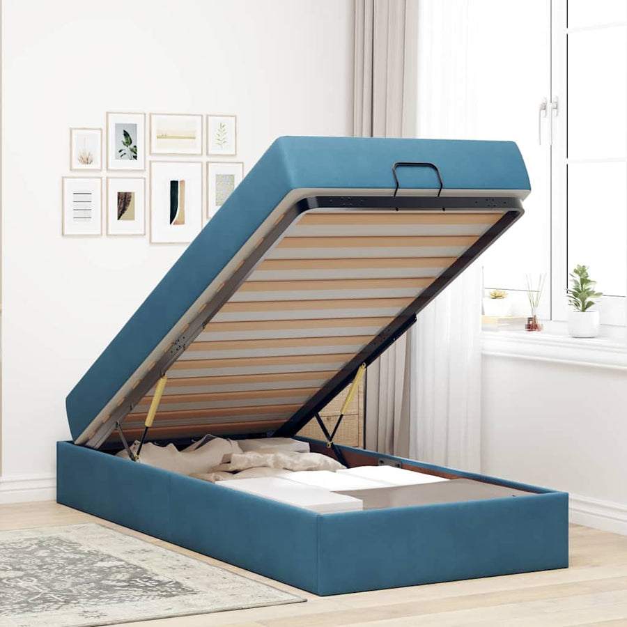 Bedframe met opslag Blauw 80 x 200 cm Fluweel