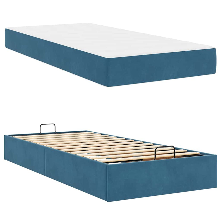 Bedframe met opslag Blauw 80 x 200 cm Fluweel