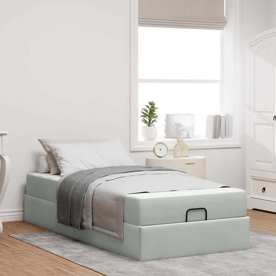 Bedframe met opslag Lichtgrijs 90 x 190 cm Fluweel