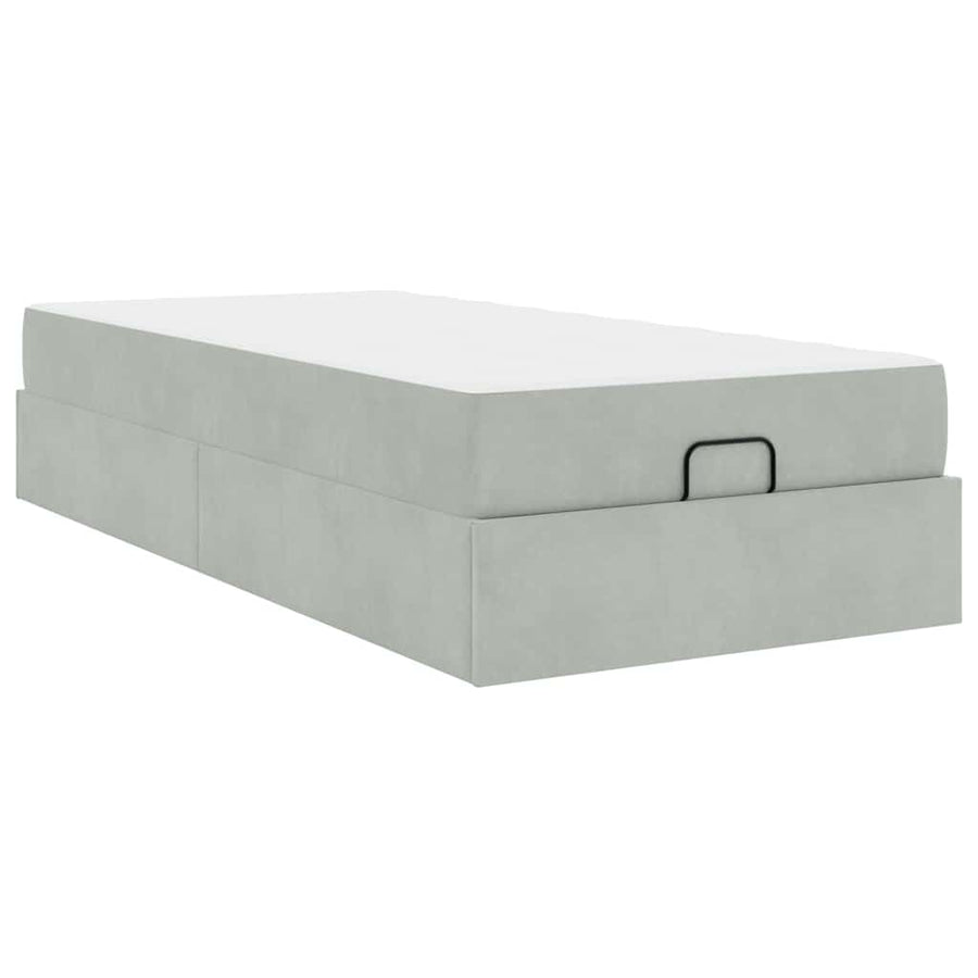 Bedframe met opslag Lichtgrijs 90 x 190 cm Fluweel