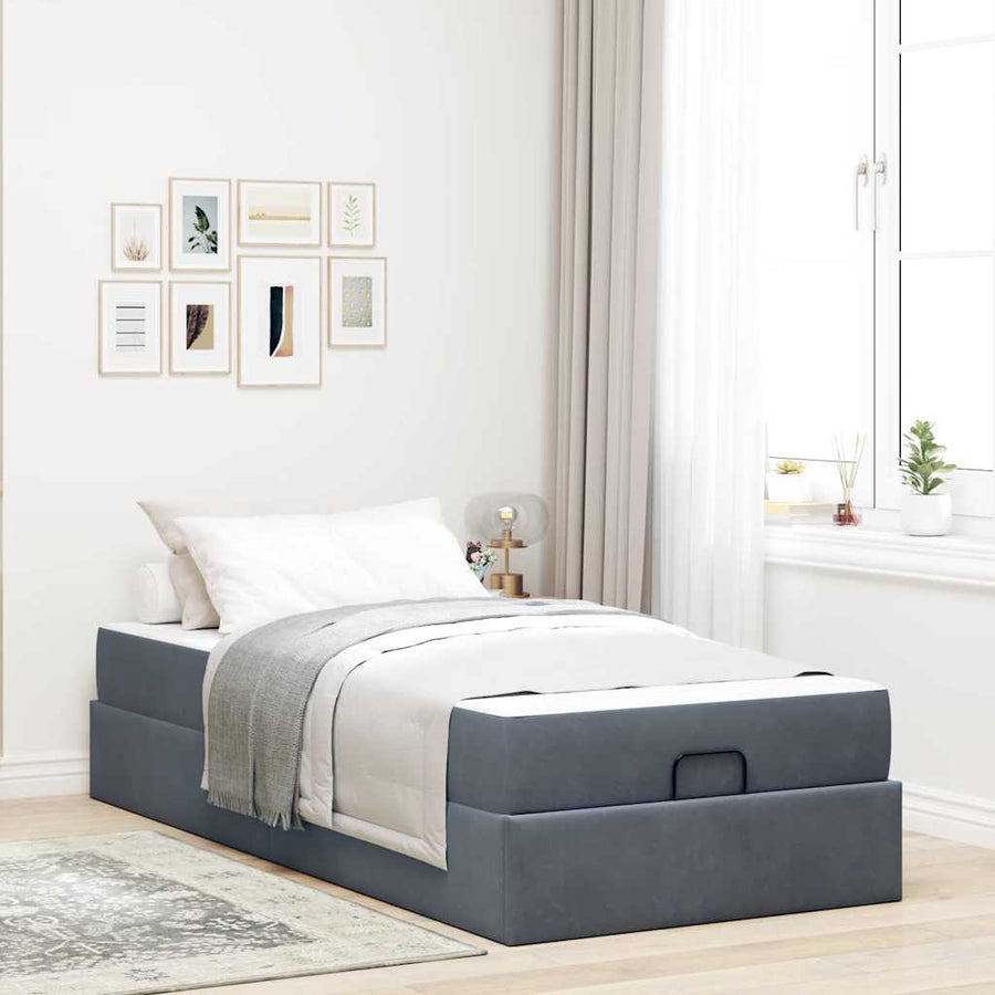 Bedframe met opslag Donkergrijs 90 x 190 cm Fluweel