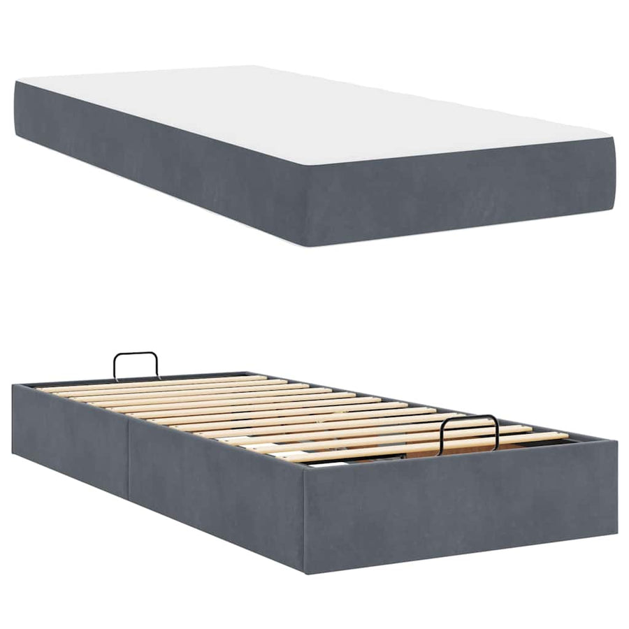 Bedframe met opslag Donkergrijs 90 x 190 cm Fluweel