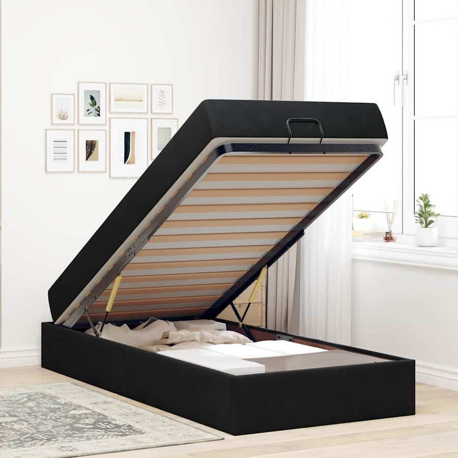 Bedframe met opslag Zwart 90 x 190 cm Fluweel