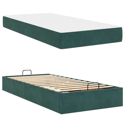 Bedframe met matras met opslag Donkergroen 90 x 190 cm Fluweel