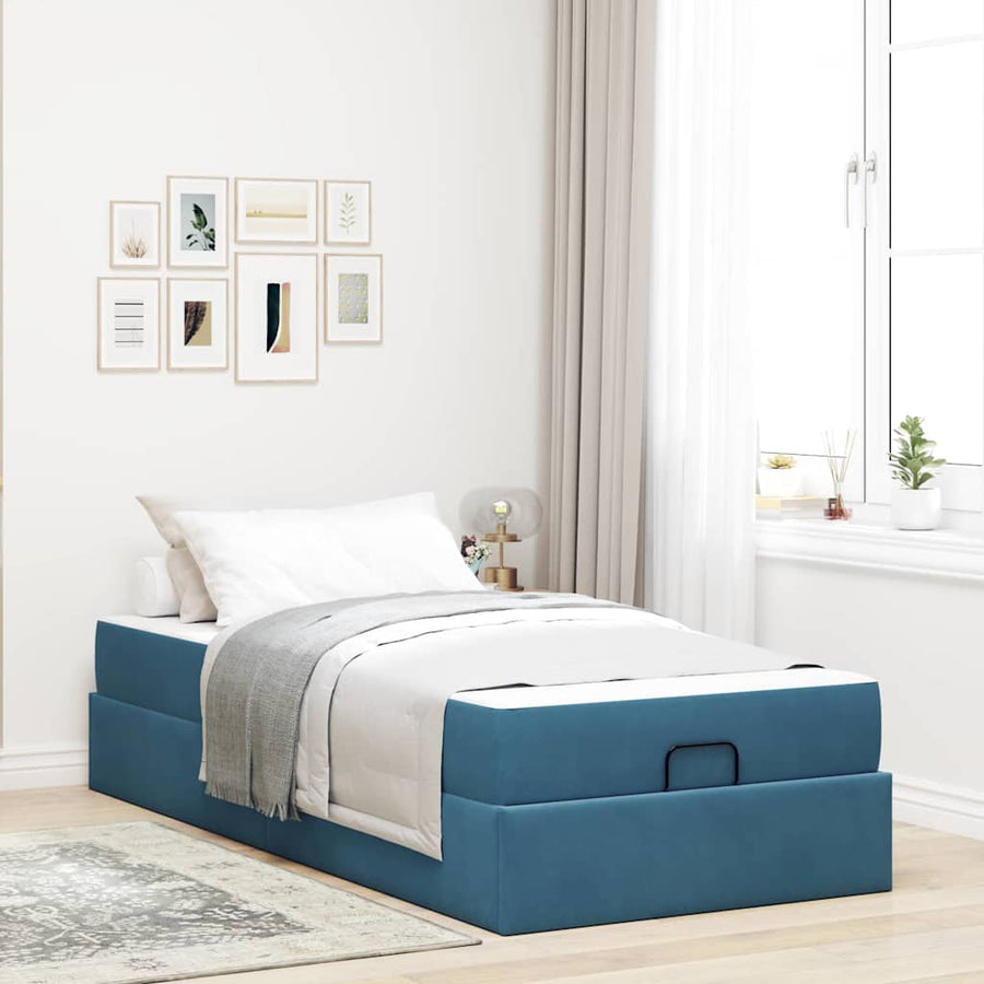 Bedframe met opslag Blauw 90 x 190 cm Fluweel