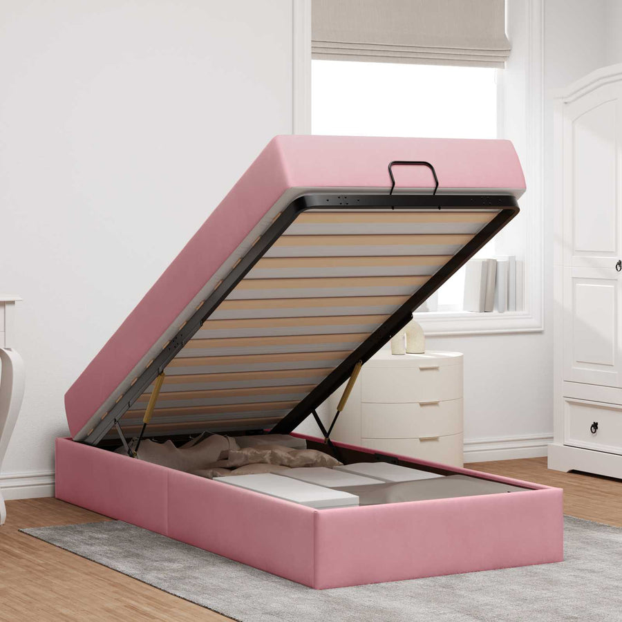 Bedframe met matras met matras 2 pcs Roze Fluweel