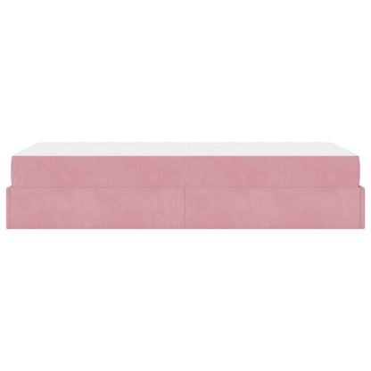 Bedframe met matras met matras 2 pcs Roze Fluweel