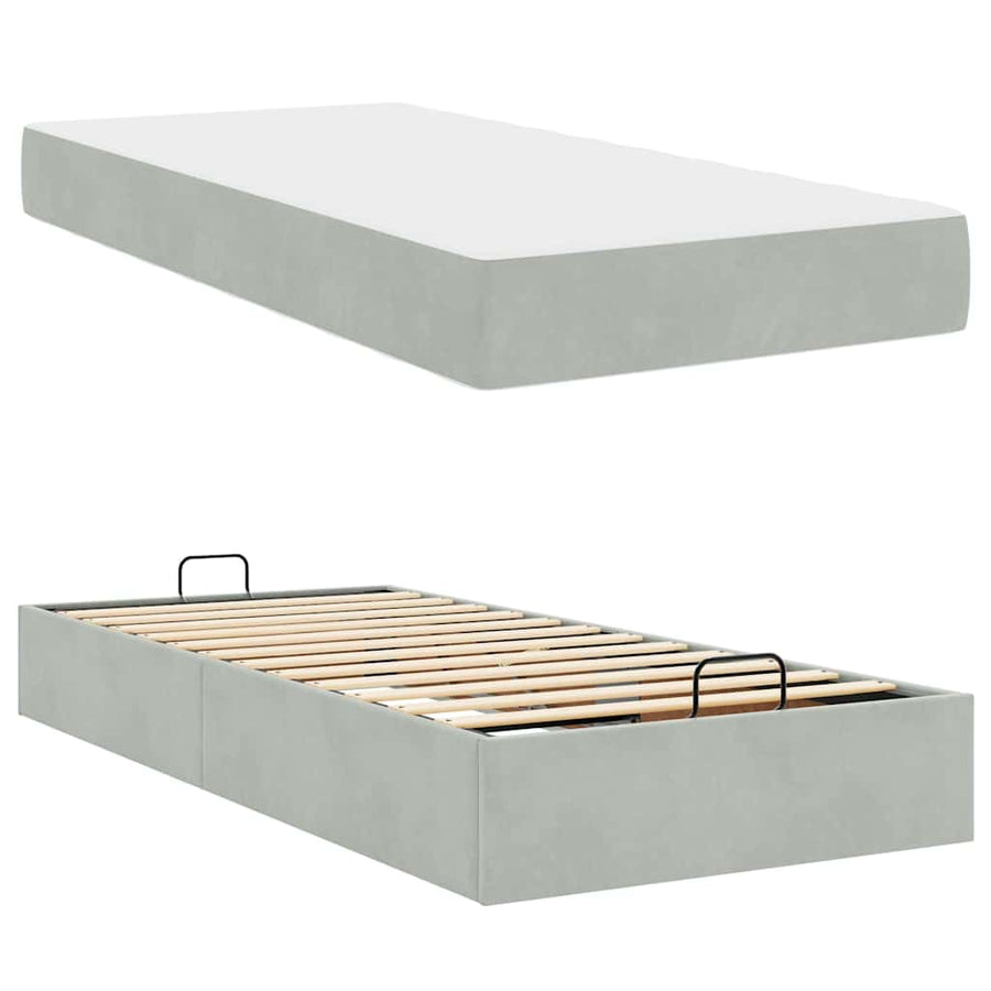 Bedframe met opslag Lichtgrijs 90 x 200 cm Fluweel