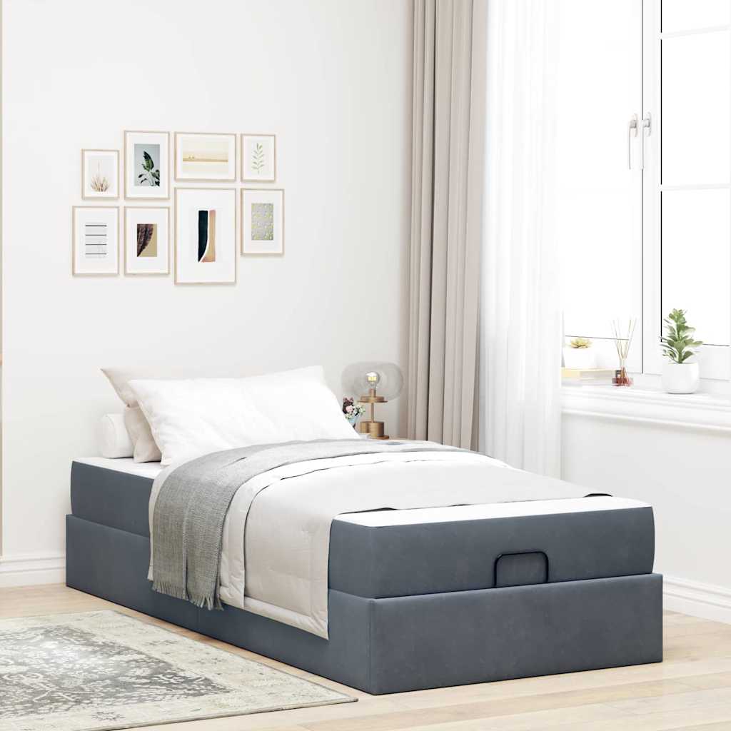 Bedframe met opslag Donkergrijs 90 x 200 cm Fluweel