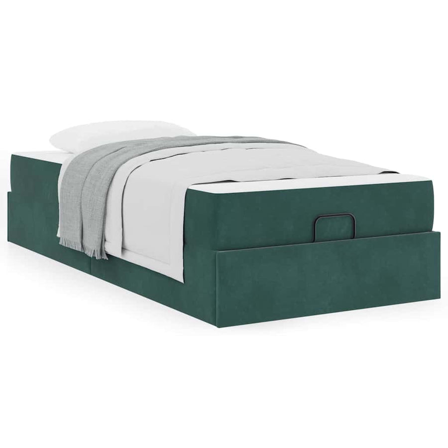 Bedframe met opslag Donkergroen 90 x 200 cm Fluweel