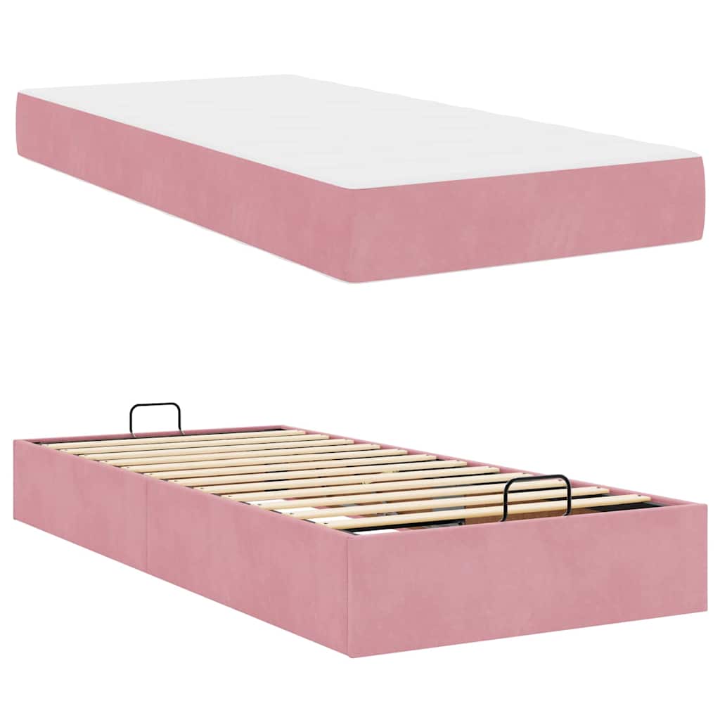 Bedframe met opslag Roze 90 x 200 cm Fluweel
