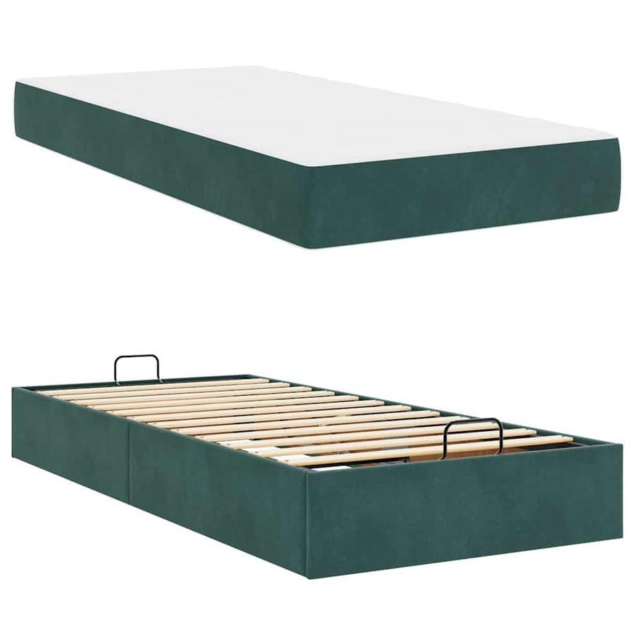 Bedframe met opslag Donkergroen 100 x 200 cm Fluweel