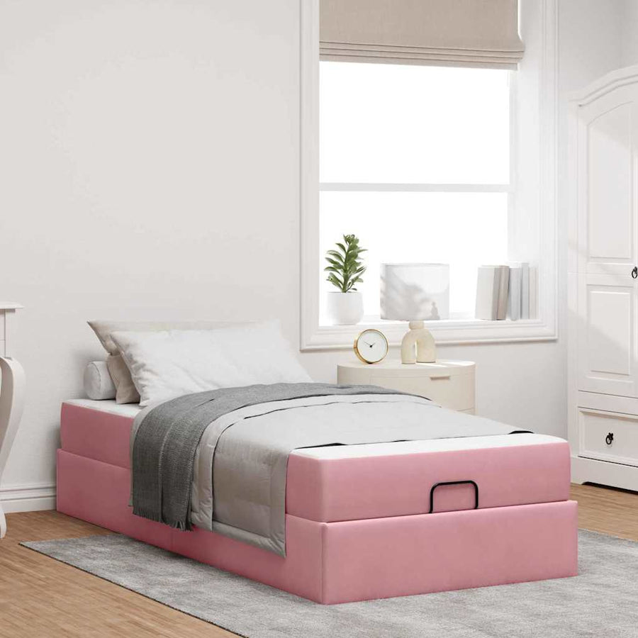 Bedframe met opslag Roze 100 x 200 cm Fluweel