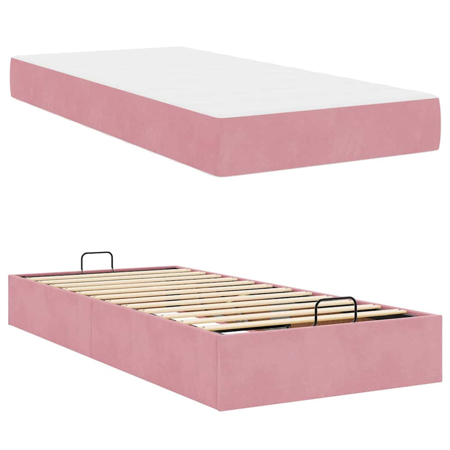 Bedframe met opslag Roze 100 x 200 cm Fluweel
