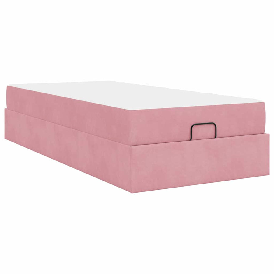 Bedframe met opslag Roze 100 x 200 cm Fluweel