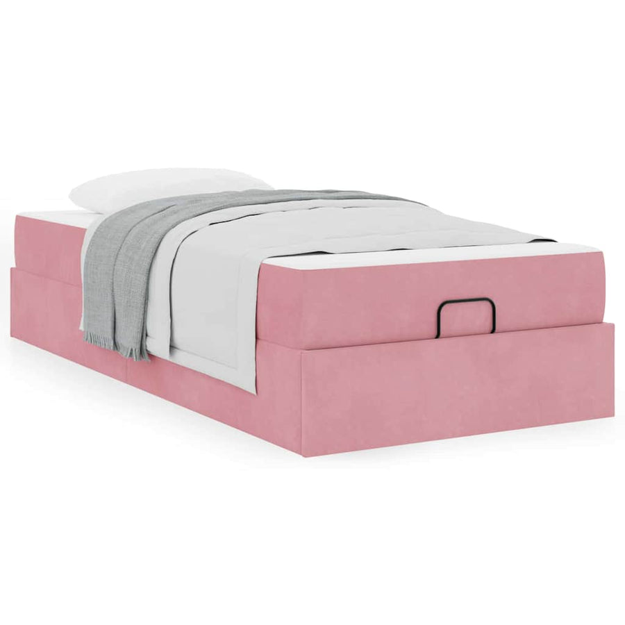 Bedframe met opslag Roze 100 x 200 cm Fluweel