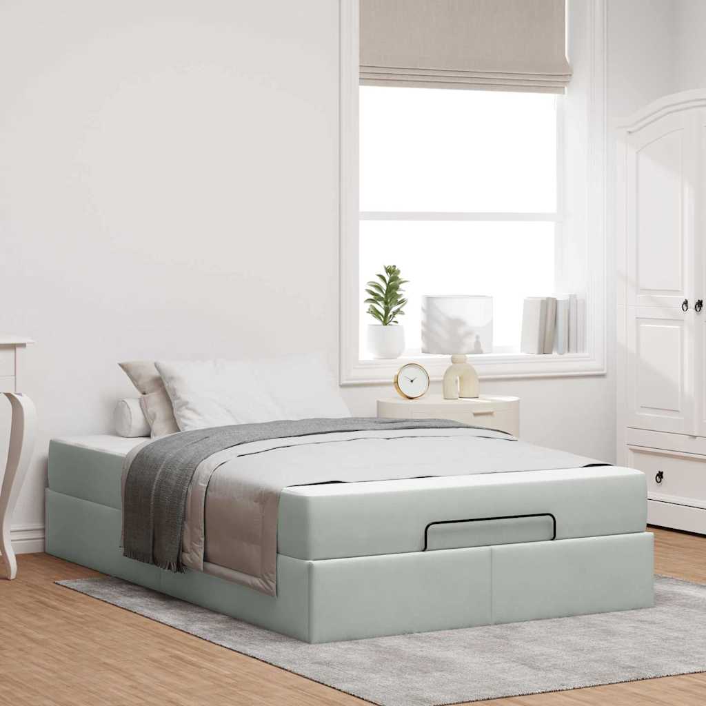 Bedframe met opslag Lichtgrijs 120 x 190 cm Fluweel