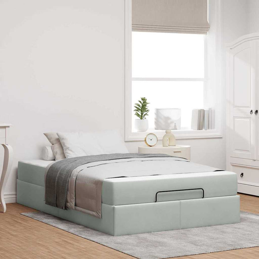 Bedframe met opslag Lichtgrijs 120 x 190 cm Fluweel