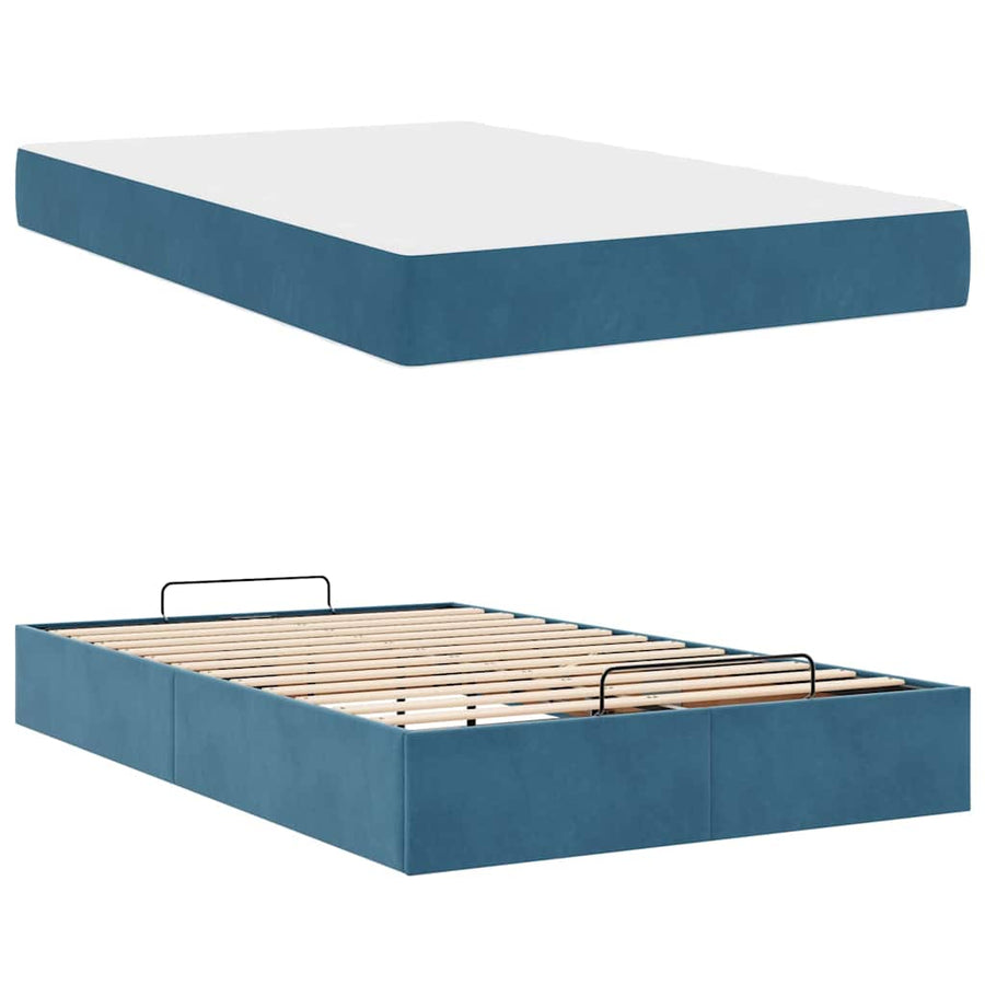 Bedframe met opslag Blauw 120 x 190 cm Fluweel