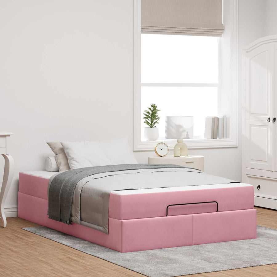 Bedframe met matras met matras 2 pcs Roze Fluweel