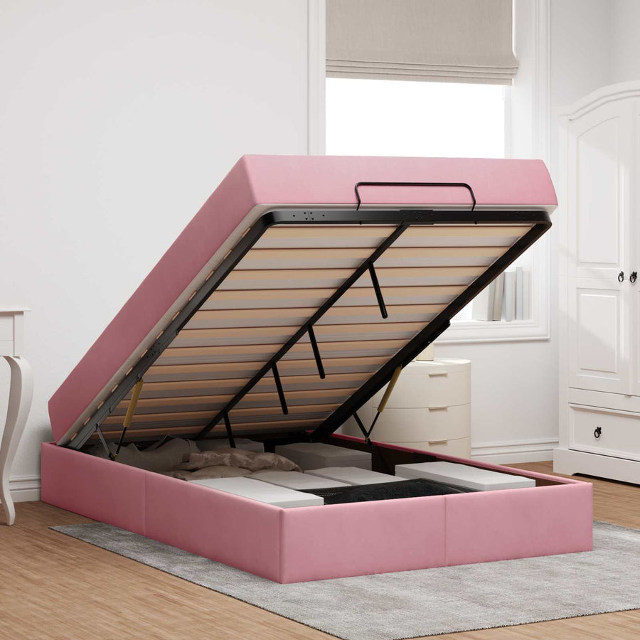 Bedframe met matras met matras 2 pcs Roze Fluweel