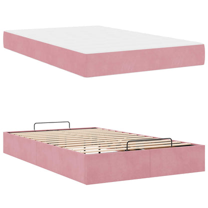 Bedframe met matras met matras 2 pcs Roze Fluweel