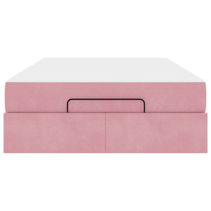 Bedframe met matras met matras 2 pcs Roze Fluweel