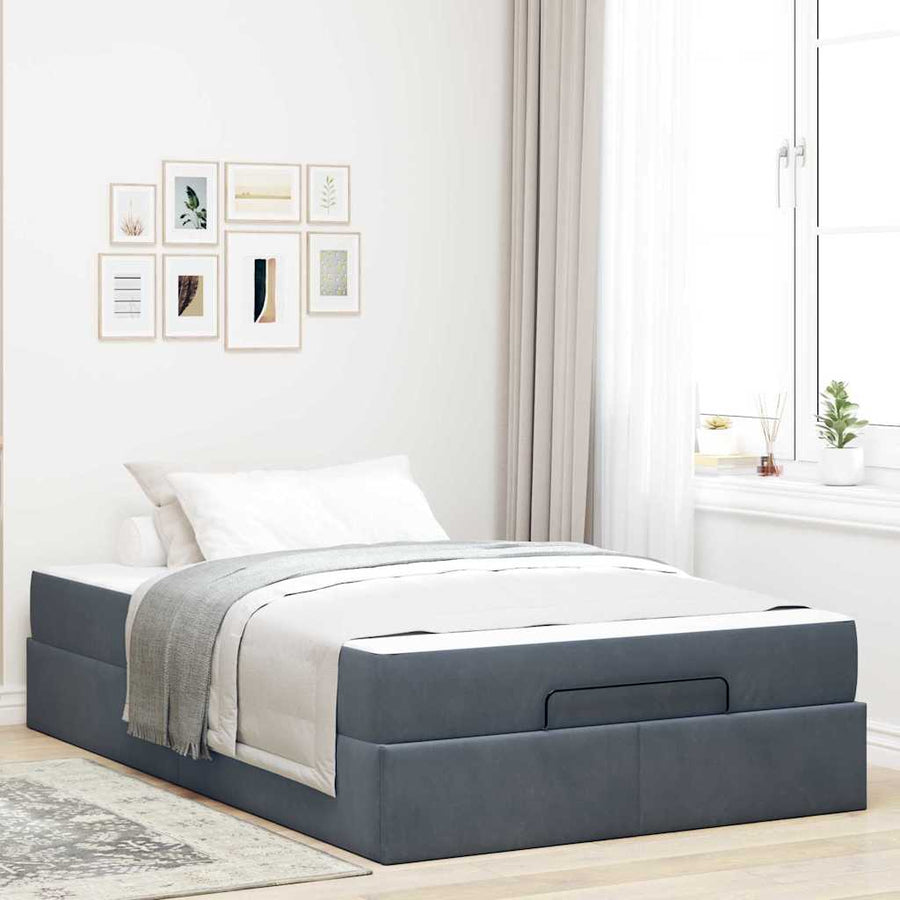 Bedframe met opslag Donkergrijs 120 x 200 cm Fluweel