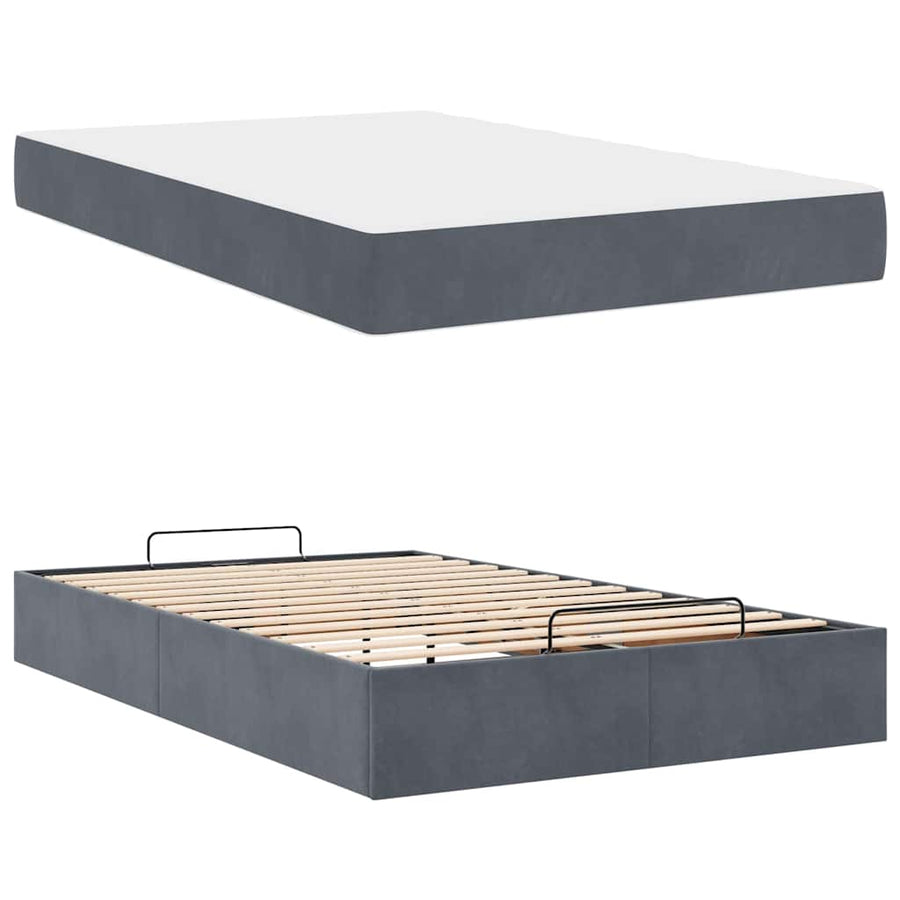 Bedframe met opslag Donkergrijs 120 x 200 cm Fluweel