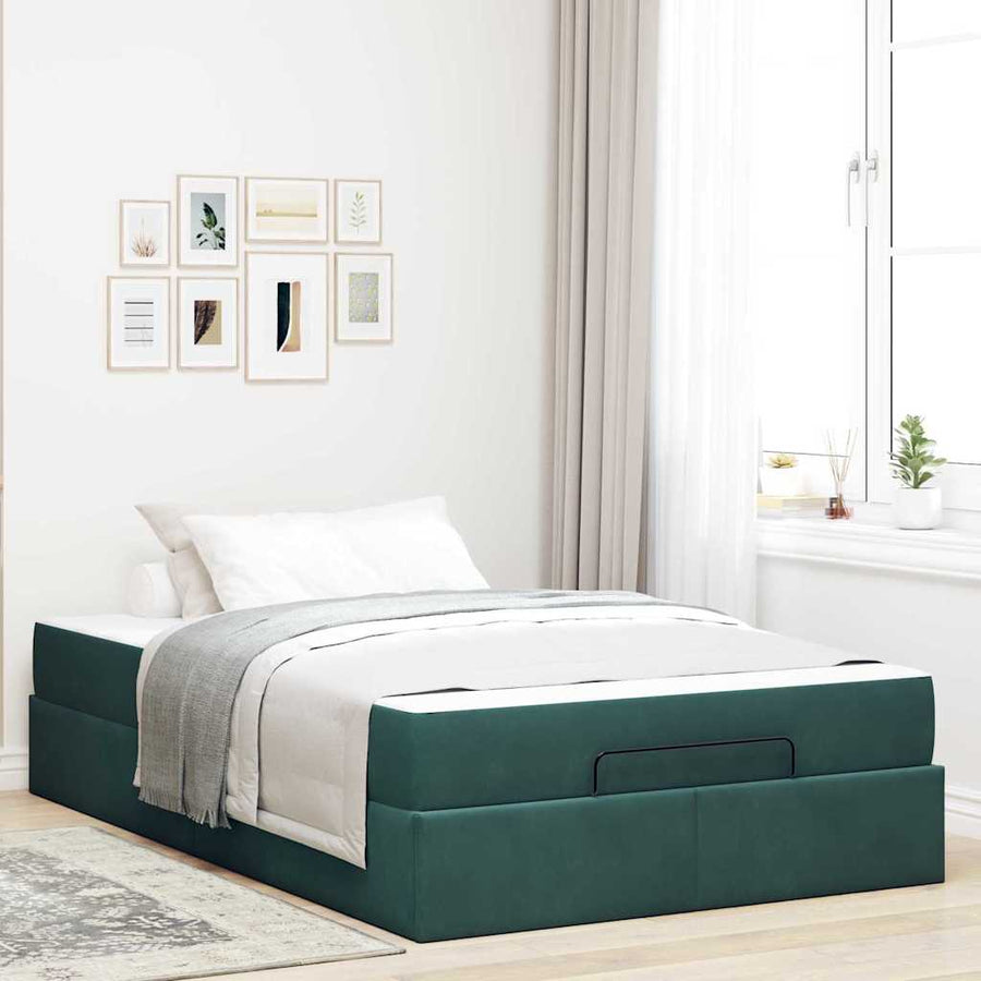 Bedframe met opslag Donkergroen 120 x 200 cm Fluweel