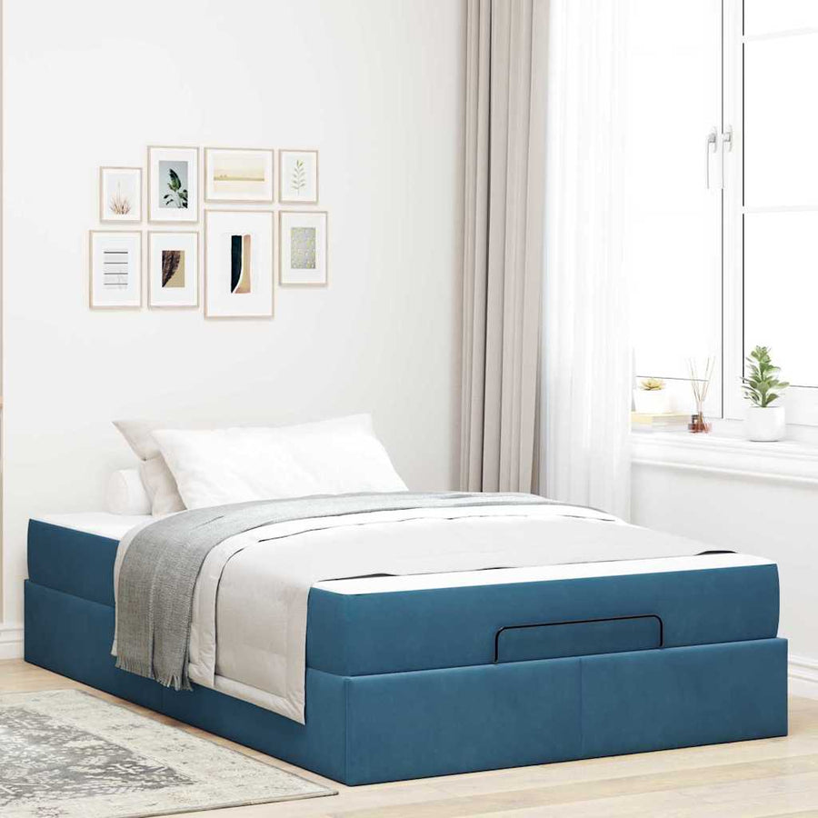Bedframe met opslag Blauw 120 x 200 cm Fluweel