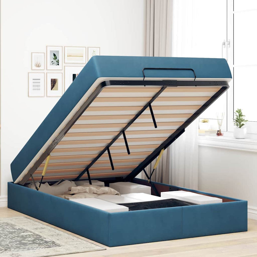 Bedframe met opslag Blauw 120 x 200 cm Fluweel