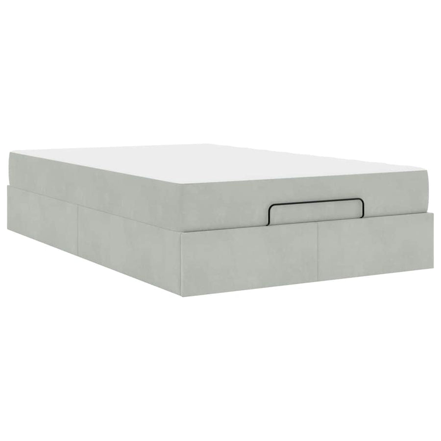 Bedframe met opslag Lichtgrijs 140 x 190 cm Fluweel