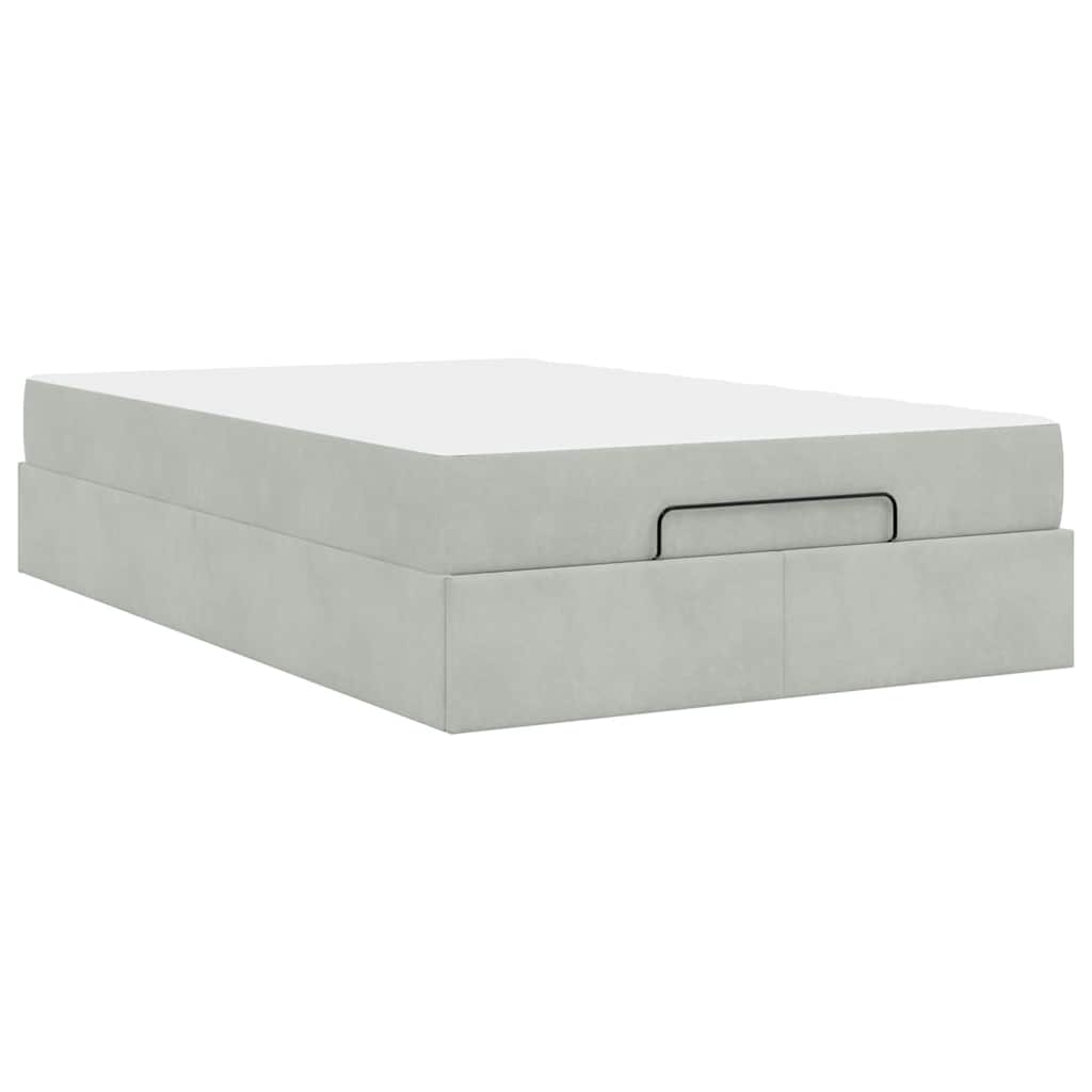 Bedframe met opslag Lichtgrijs 140 x 190 cm Fluweel