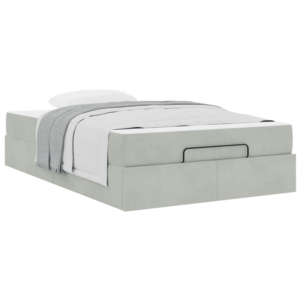 Bedframe met opslag Lichtgrijs 140 x 190 cm Fluweel