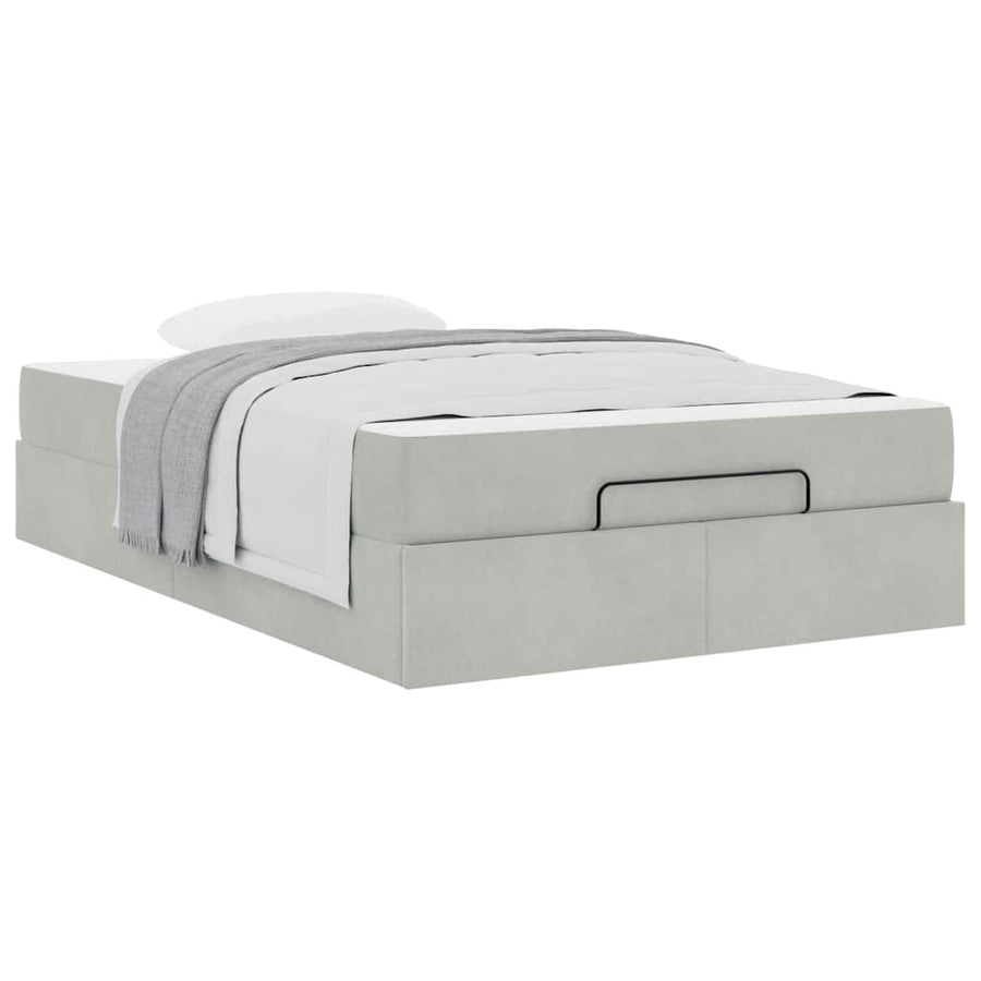 Bedframe met opslag Lichtgrijs 140 x 190 cm Fluweel