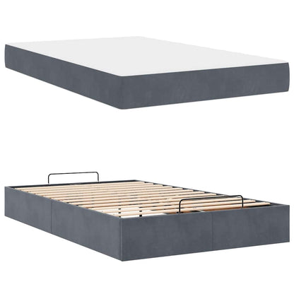 Bedframe met opslag Donkergrijs 140 x 190 cm Fluweel