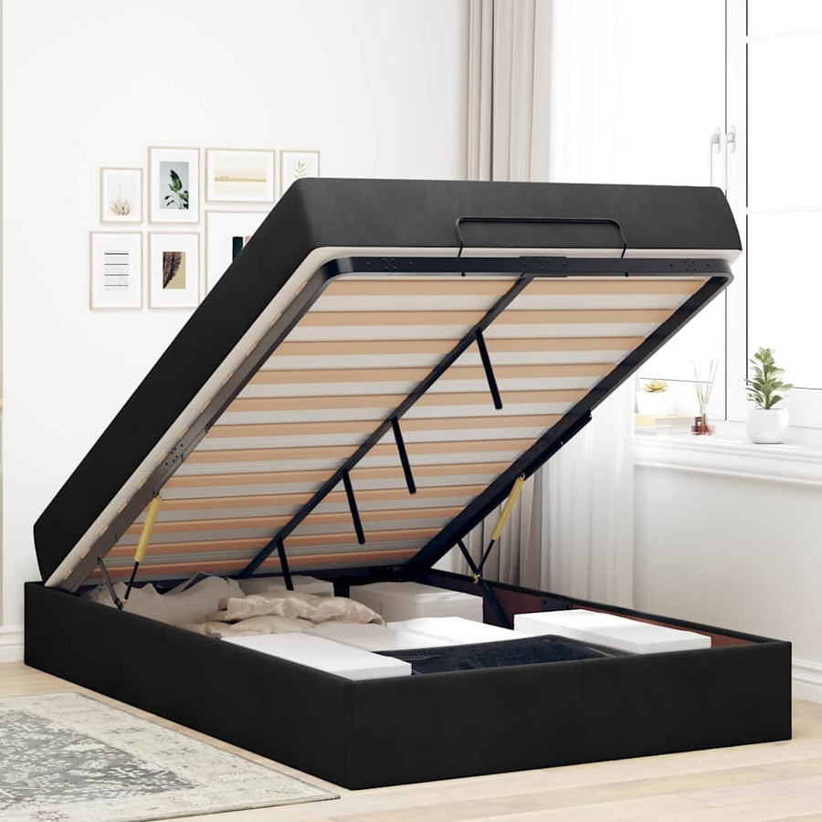 Bedframe met opslag Zwart 140 x 190 cm Fluweel