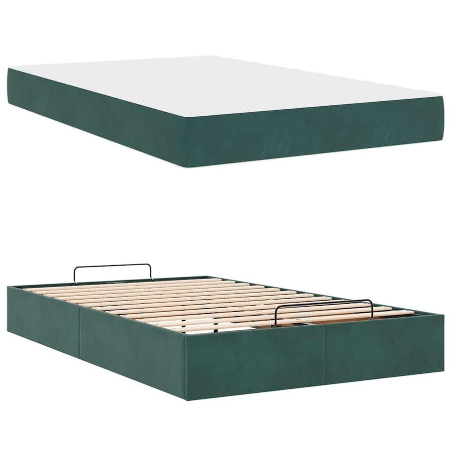 Bedframe met opslag Donkergroen 140 x 190 cm Fluweel