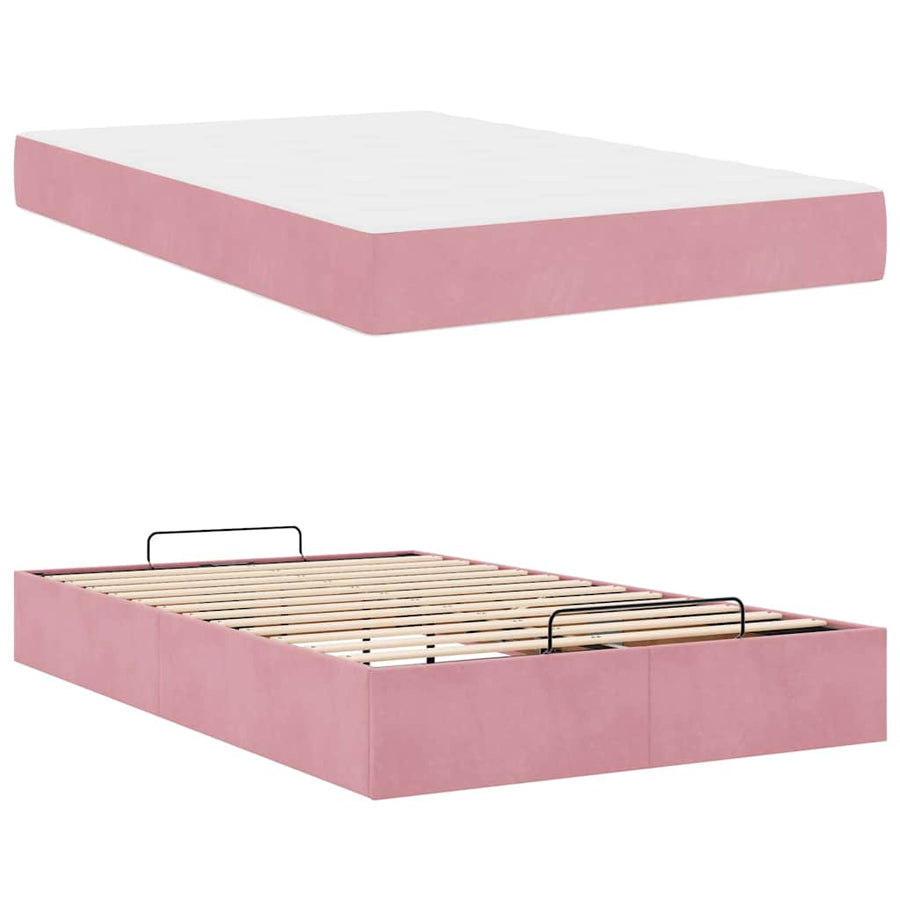 Bedframe met opslag Roze 140 x 190 cm Fluweel