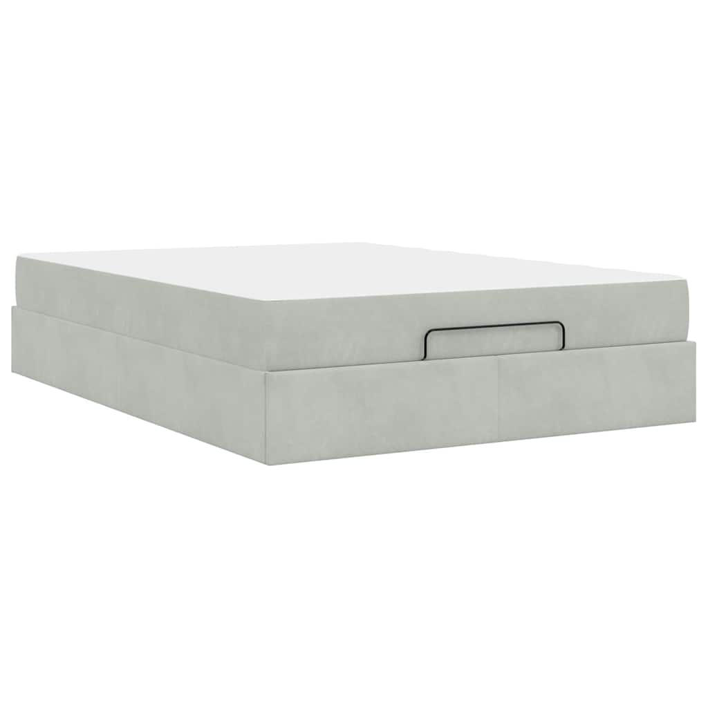 Bedframe met opslag Lichtgrijs 140 x 200 cm Fluweel