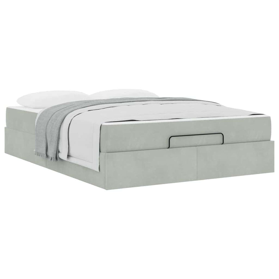 Bedframe met opslag Lichtgrijs 140 x 200 cm Fluweel
