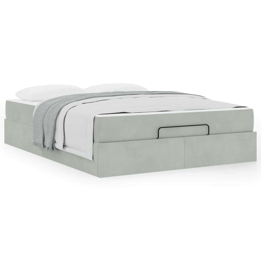 Bedframe met opslag Lichtgrijs 140 x 200 cm Fluweel
