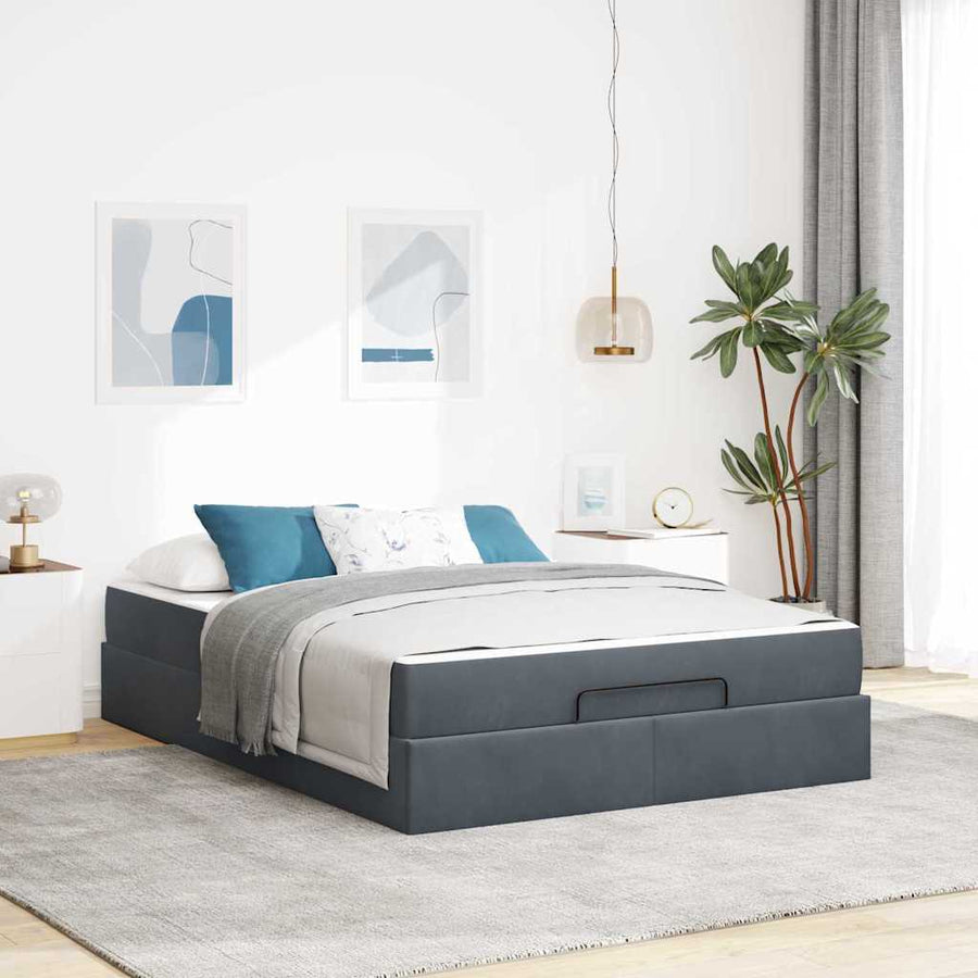 Bedframe met opslag Donkergrijs 140 x 200 cm Fluweel