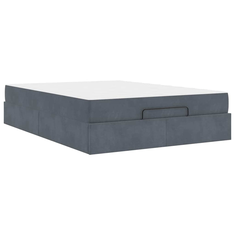 Bedframe met opslag Donkergrijs 140 x 200 cm Fluweel