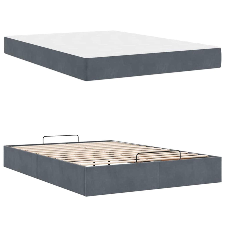 Bedframe met opslag Donkergrijs 140 x 200 cm Fluweel