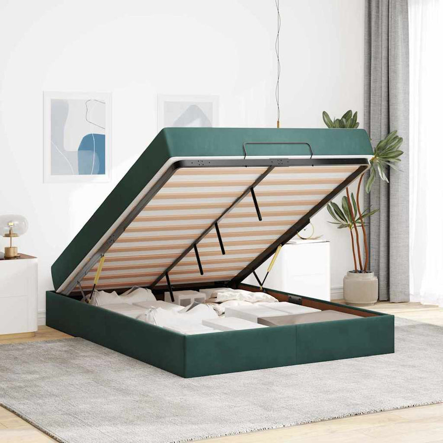 Bedframe Anders Donkergroen 140 x 200 cm Fluweel