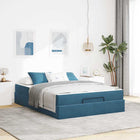 Opbergbedframe 140x200 cm blauw fluweel
