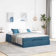 Opbergbedframe 140x200 cm blauw fluweel