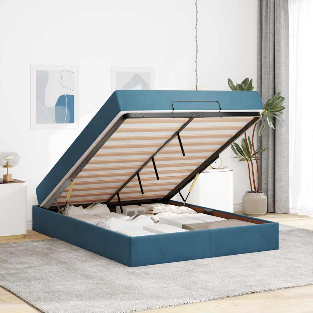 Bedframe Anders Blauw 140 x 200 cm Fluweel